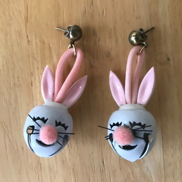 Bunny Rabbit Earrings Posts Vintage Easter - Picture 2 of 10
